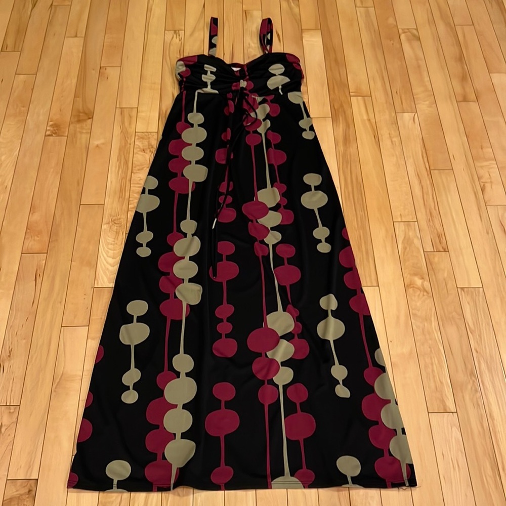 Jonathan Martin Maxi dress multicolour black, tan and wine/dark raspberry colour